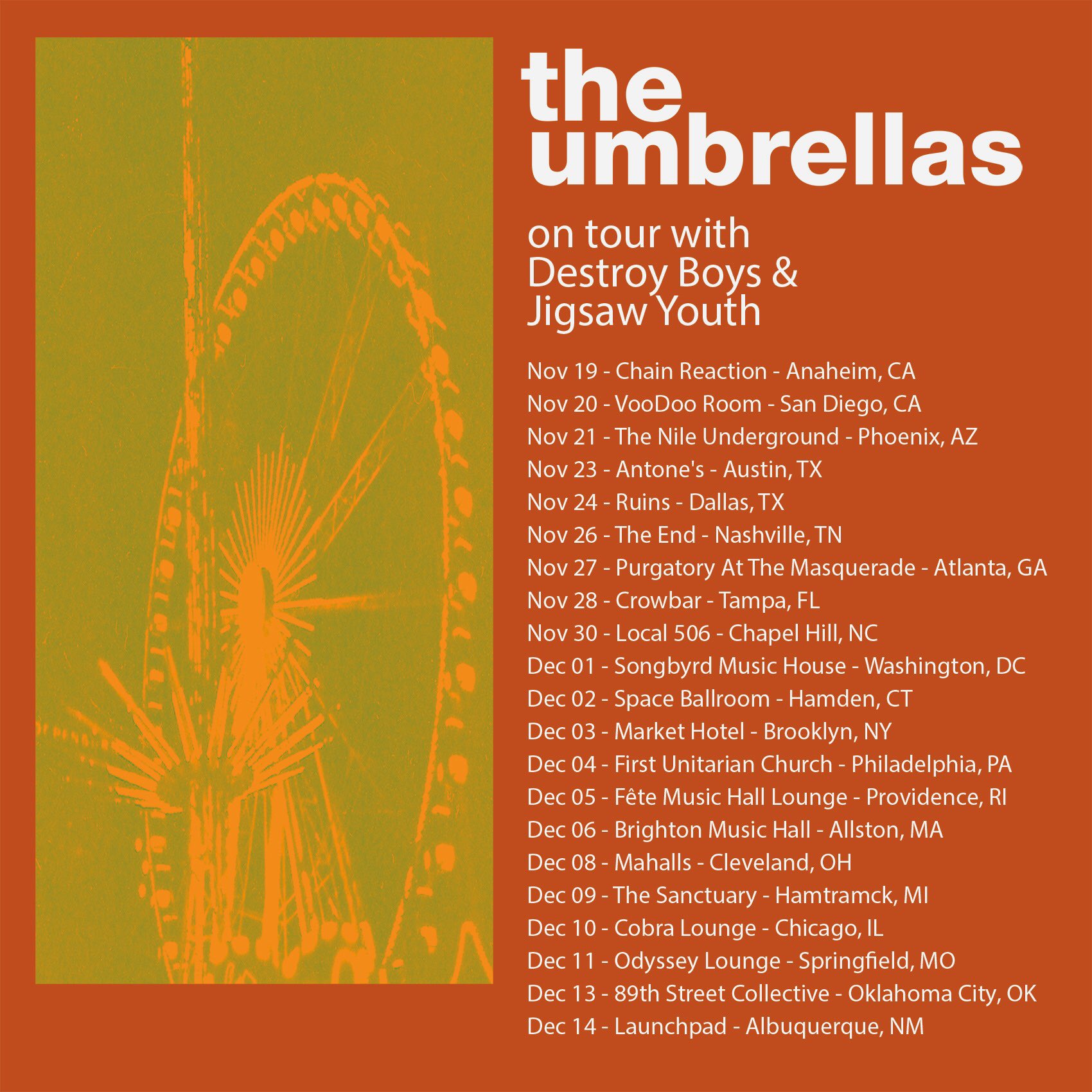 The Umbrellas announce Nov/Dec US tour