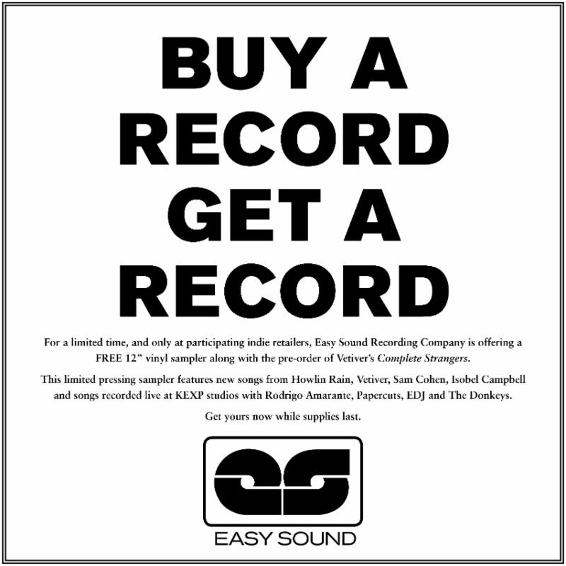 Easy Sound releases free vinyl sampler at independent record stores w/ exclusive new tracks from Isobel Campbell, Vetiver & Sam Cohen – hear the Sam Cohen track now