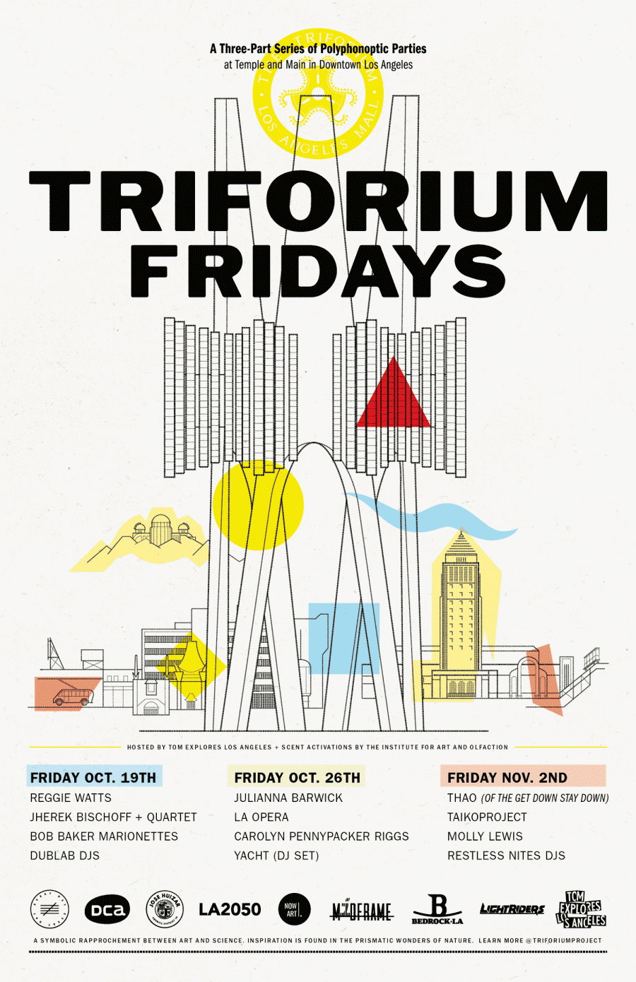 Triforium Fridays in DTLA with Reggie Watts, Bob Baker Marionettes, Jherek Bischoff & Dublab DJs